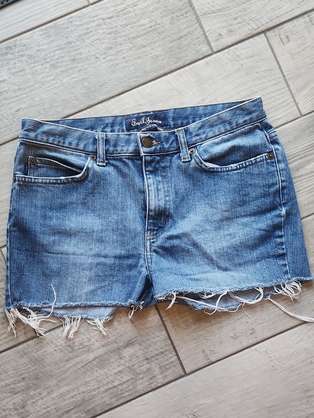 Earl Jeans Distressed Blue Denim Cutoff Shorts